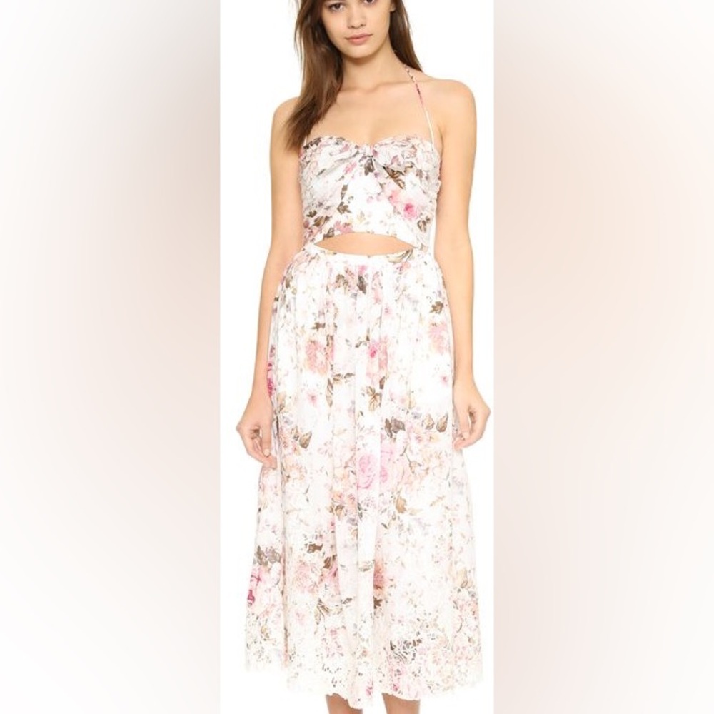 Zimmermann Eden Floral embroidered Cutout Dress size M 3